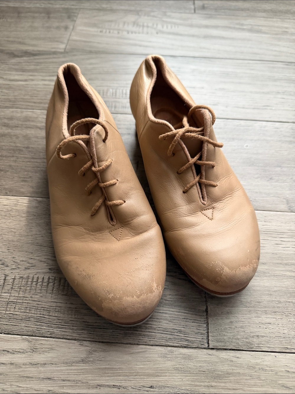 Bloch Tan Leather Lace-Up Audeo Tap Shoes